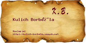 Kulich Borbála névjegykártya